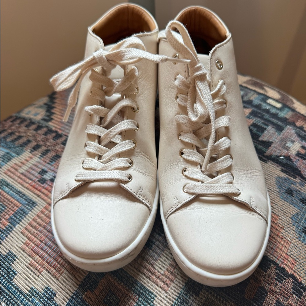 Sezane Cream Leather Sneakers